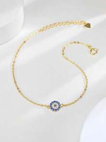 1pc S925 Sterling Silver Fashion European & American Luxury Evil Eye Bracelet, Women's Minimalist Elegant Artistic Personalized Versatile Niche Exquisite High-End Jewelry, Unique Delicate Gift For Any Holiday - Eye - View 6