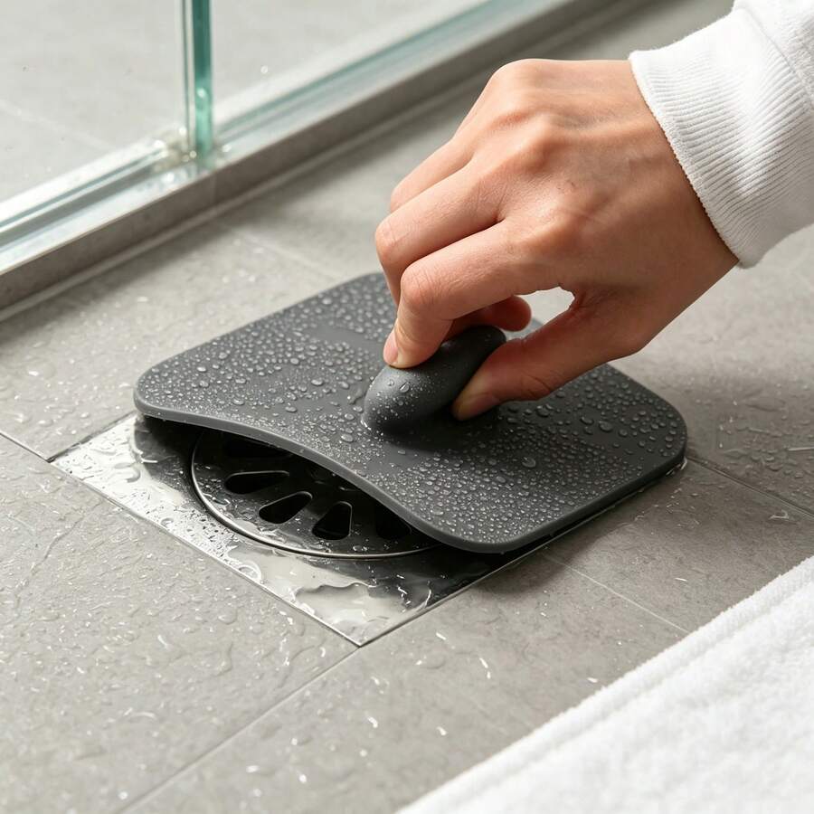 2/1 Reusable Drain Hole Cover, Square Drain Hole Plug With Easy To Grip Handle, Hair Collector, Suitable For Shower Bathtub, Bathroom Sink, Kitchen Laundry Room, Suitable For Standard Size Drain Outlet, Easy To Install And Clean, Soft TPR Material, - Multicolor - View 1