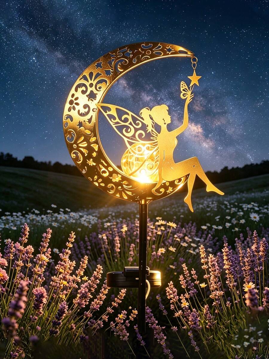 1/2 piezas Luces solares de jardín con estaca de hada de luna, luces decorativas LED de bola de vidrio agrietado para exteriores, luces solares impermeables para paisaje, adecuadas para patio, césped, terraza, camino y macizo de flores, decoración de jardín de hadas, regalo de decoración festiva