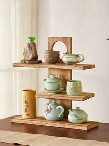 3-Tier Solid Wood Perfume Rack, Cosmetic Display Tray, Suitable For Home Decor, Jewelry Display, Cosmetic Storage And Ornament Placement, Also For Tea And Snacks, Kitchen Storage, Garden Tray - View 9