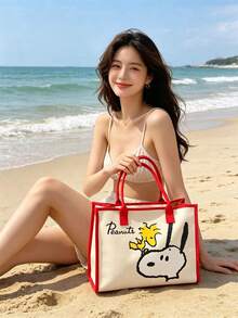 Canvas Tote Bag New Snoopy Women's Handbag Large Capacity Student Tutoring Bag Crossbody Bag, Suitable For Daily Outings, Work, School And Shopping - A - View 9