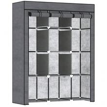 Fabric Wardrobe, With Rails And Shelves - Dark Grey - T0001-01-3162 - View 1