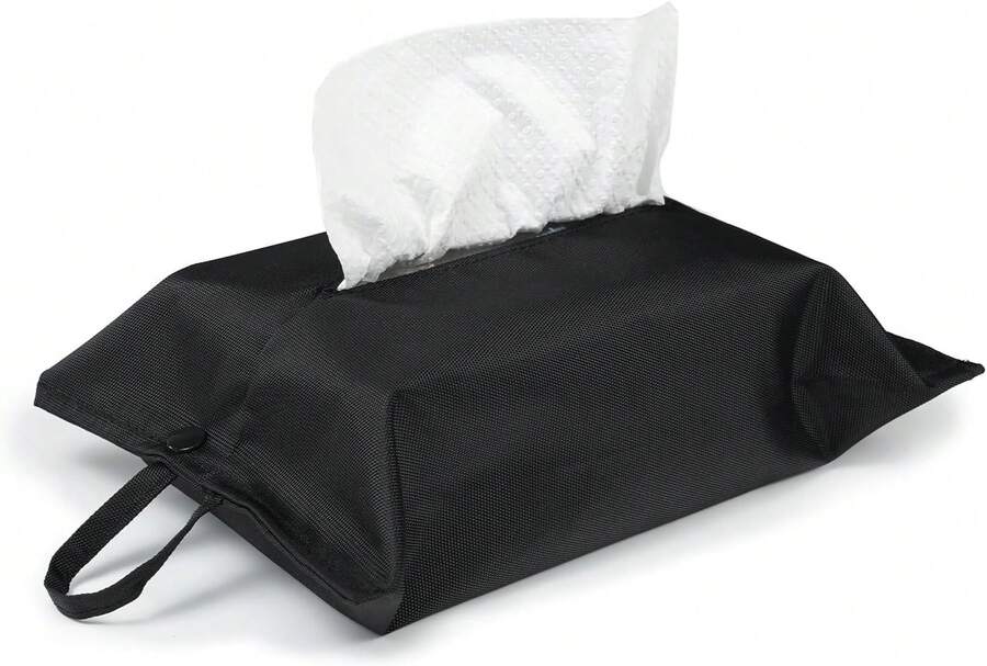 Kakaforsa Black Toilet Paper Holder Travel Napkin Holder Reusable Tissue Holder Cloth Tissue Box Cloth Cover Hang Paper Towel Holder Tissue Box Cover Tissue Holder For Car Home Office Desk - ColorA - View 1