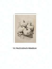 1件無框中性復古秋季南瓜素描牆面藝術印刷品，極簡主義秋季靜物裝飾，農舍風萬聖節海報，適用臥室、宿舍、客廳，返校季趣味復古禮物 - 南瓜 - 查看 11