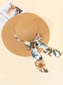 2pcs/1pc Summer Wide Brim Straw Hat For Women, Minimalist Fashion Lace Ribbon Beach Vacation Sun Protection Hat - Straw Hat - View 8
