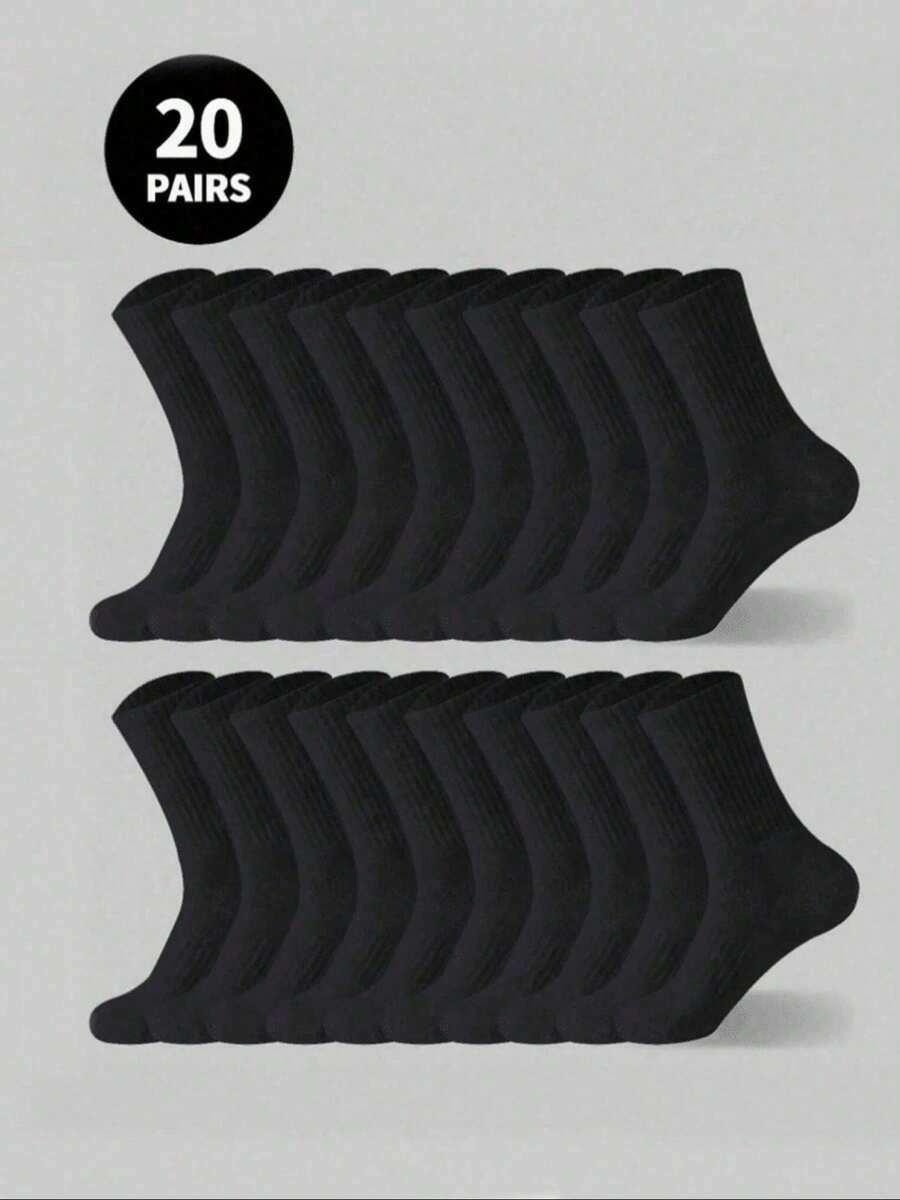 20/10/5 Pairs Black Mid-Calf Socks, Breathable Mid-Calf Socks ...