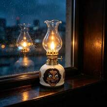 1pc Vintage Mini Ceramic Kerosene Lamp, Funny Cartoon Face Windproof Oil Lamp, Desktop Atmosphere Decor Ornament, Halloween Party Tabletop Decoration Craft - 1PC - View 5