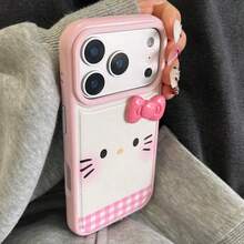SANRIO 3D Bow Hello Kitty Cute Cartoon - Cute Bow Design Compatible With Apple 17/17Air/17Pro/17Promax, 16/16Plus/16Pro/16Promax, 15/15Plus/15Pro/15Promax, 14/14Plus/14Pro/14Promax, 13/13Pro/13Promax, 12/12Pro/12Promax, 11/11Pro Max, Dustproof, Popular Hot Puffy Leather Texture Shockproof Protective Case - Pink - View 7