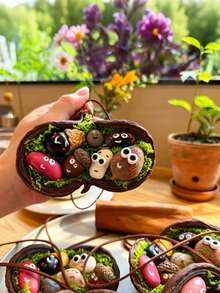 1PC Natural Smiling Seed Pod Keychain, Handmade Buddha's Coconut Pendant, Boho Forest Style Bag Charm For Purse, Unique Nature Gift For Her - Multicolor - View 1