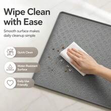 1-Pack Non-Slip Silicone Pet Feeding Mat, With Raised Edges, Paw Print Pattern, Waterproof, For Cats, Dogs, And Other Pets, Durable, Ideal For Christmas Holiday Gifts, Home Kitchen Floor Protection, Pet Supplies Gifts, Easy To Clean. - Grey - View 1