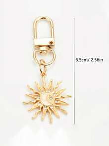 1pc/3pcs Alloy Rhinestone Sun Keychain Keyring Pendant Bag Charm Phone Strap Women Men Party Gift - A - View 4