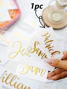Custom Text Glitter Name & Word Stickers, Personalized Custom Name Tag Stickers,Wedding Stickers,Gift Stickers,Suitable For Decorating Wedding Favors. - Style2-gold - View 22