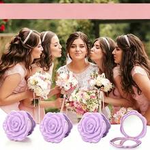 1/6/10pcs Portable Foldable Mini Rose-Shaped Water Ripple Mirror - Double-Sided Glass Makeup Mirror With Floral Pattern Design, Exquisite Cute Handheld Mirror Perfect For Holiday Gifts, Travel And On-The-Go Beauty Makeup - Multicolor - View 5
