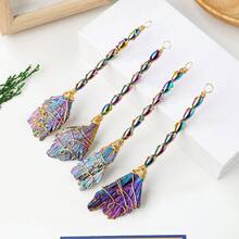 1件天然水晶迷你權杖 靈氣藍鐵晶石 繞線包裝 虹彩彩虹原晶 手作波希米亞風 靈性療癒水晶 - Mini Scepter - 查看 10