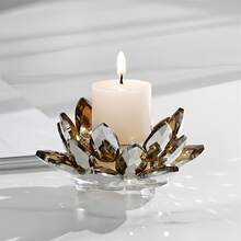 1pc Sparkling Crystal Floral Candle Holder, Ideal Housewarming Gift And Valentine's Day Home Decor - Multicolor - View 12