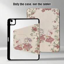 2 Rabbits And Floral Pattern Painted Effect Tablet Protective Case, Built-In Pen Slot, With Stand, Suitable For Honor 8/9/10/X8/X8A/X9/X8Pro/X9Pro And Other Models/ MatePad Se 11 Inch/MatePad 11 Inch/11.5 Inch, MatePad Pro, Apple 10th/11th Gen 2025 (A16), Galaxy Tab A7/A9 And Other Popular Models - Style 20 - View 5