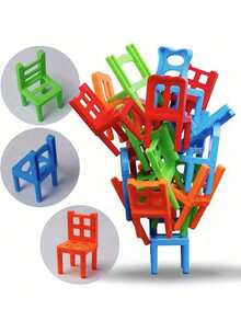 1 Set 24pcs Foldable Balance Chairs, Colorful Foldable Plastic Chairs, Parent-Child Interactive Balance Game, Educational Game To Cultivate Children's Concentration, Suitable For Home Entertainment And Party Fun, Random Color - Multicolor - View 5