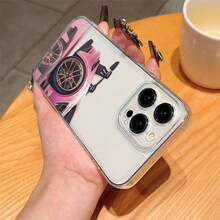 1件裝賽車圖案黑銀配色手機殼，適用於 Apple 手機 - 彩色 - 查看 5