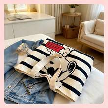Peanut Snoopy Cartoon Car Pattern One Shoulder Tote Bag, Y2K Cute Style Canvas Handbag, Lightweight Large Capacity Student Daily Commute Shopping Bag - Multicolor - View 3