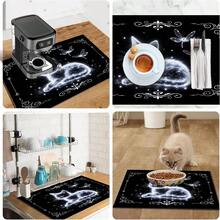 1pc Dish Drying Mat, Coffee Machine Mat, Starry Cat & Dragonfly Pattern High Absorbent Drainage Mat, Suitable For Dining Table, Kitchen, Cafe Countertop Decoration, Multi-Purpose Water-Absorbing Mat, Home Gift, Desktop Decor - XYLSD-641 - View 11