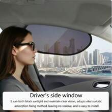 Windshield & Side Window Sunshade - Electrostatic Adsorption Dark Transparent Film, Suitable For Low-Angle Sunlight, UV Protection, Heat Dissipation, Easy To Install And Remove - A - View 10
