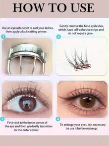 Pestañas de sirena autoadhesivas de 8 filas, apariencia de extensión rizada y de aspecto natural, reutilizables, accesorio de maquillaje perfecto, gran regalo para amigos y familiares, racimos de pestañas, pestañas individuales, pestañas, pestañas postizas - Ver 5