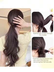 Wrap-Around Mermaid Curl Faux Ponytail, Natural Voluminous Low Ponytail, Hair Volume Booster, Big Wave Straight Ponytail - Multicolor - View 5