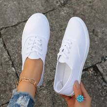Lightweight Casual Sports Shoes, Lace-Up Low-Top Comfortable Walking Shoes, Versatile Daily Commute Shoes - White - View 2