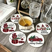 1 Set Christmas Design PET Non-Slip Coasters, Home Kitchen Decor Accessories, Outdoor Garden Supplies, Suitable For Various Holiday Gatherings, Wedding Party Gifts, Autumn Thanksgiving, Halloween, Christmas Decoration Gifts - PET-1924 - View 1