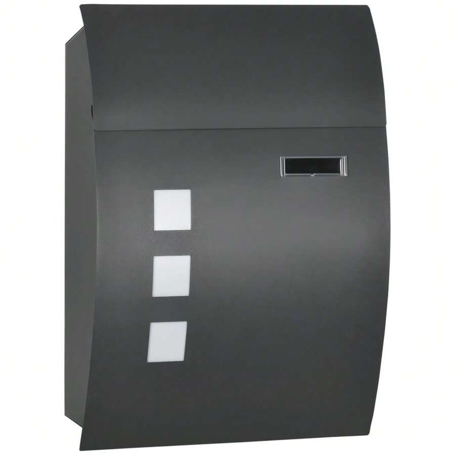 HOMCOM Wall Mounted Letter Box, Weatherproof Post Box For Outside Wall, Modern Mailbox With 2 Keys And Nameplate, Anthracite Grey - T0001-01-6122 - View 1