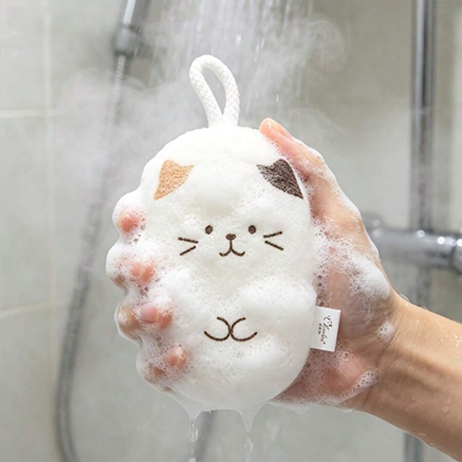 Soft Cat-Shaped Bath Sponge, Gentle Exfoliating Body Scrubber, Suitable For Sensitive Skin - Multiple Styles - View 1