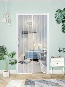 1pc Heavy Duty Magnetic Screen Door With Full Frame Hook And Loop, Polyester Mesh, Promotes Air Circulation, Pet Friendly, Insect Proof - White - View 4