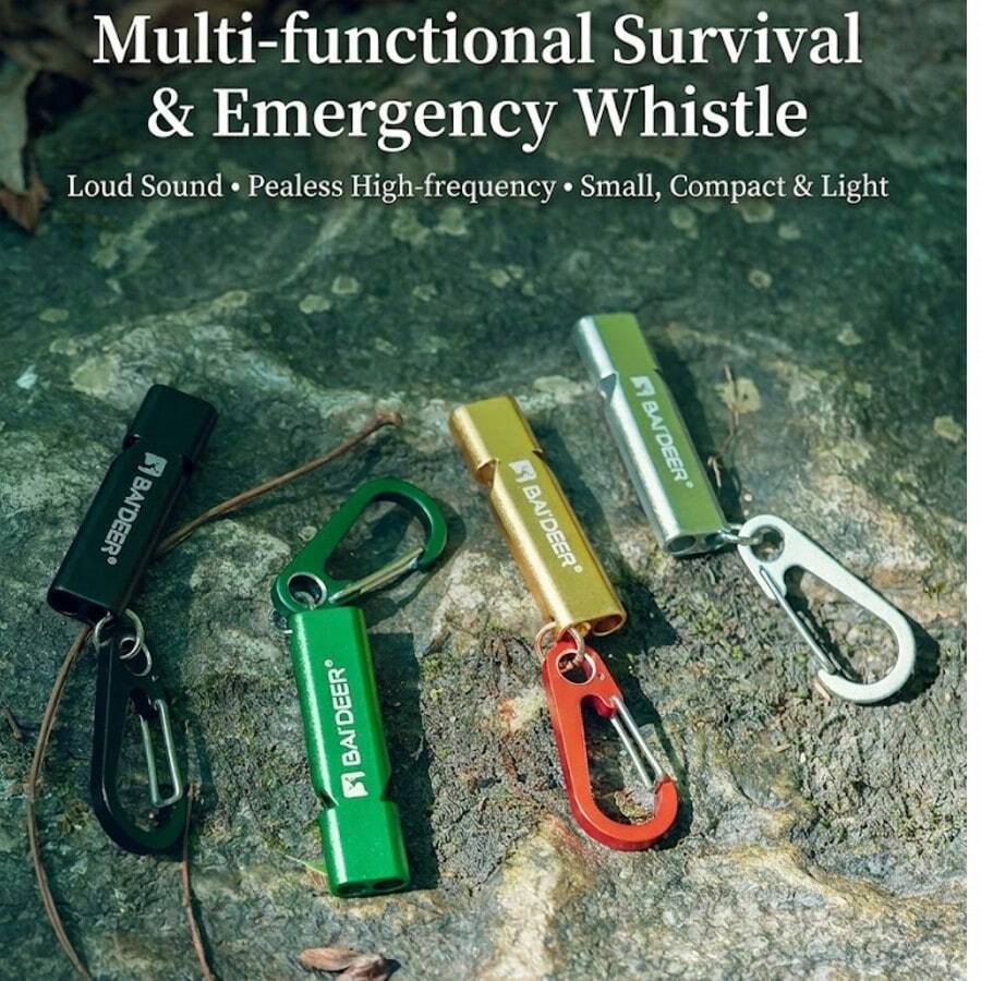 Outdoor Emergency Survival Whistle With Lanyard, High Decibel Metal Whistle, Aluminum Alloy Portable Children's Rescue Whistle - One Size Fits All - View 1