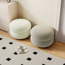 1pc Modern Round Donut Stool, Wool Fleece Covered Makeup Stool, Soft Filled Footstool Suitable For Living Room And Bedroom, Suitable For Birthday Gift, Party, Back To School, Home Decor - Multicolor - View 7