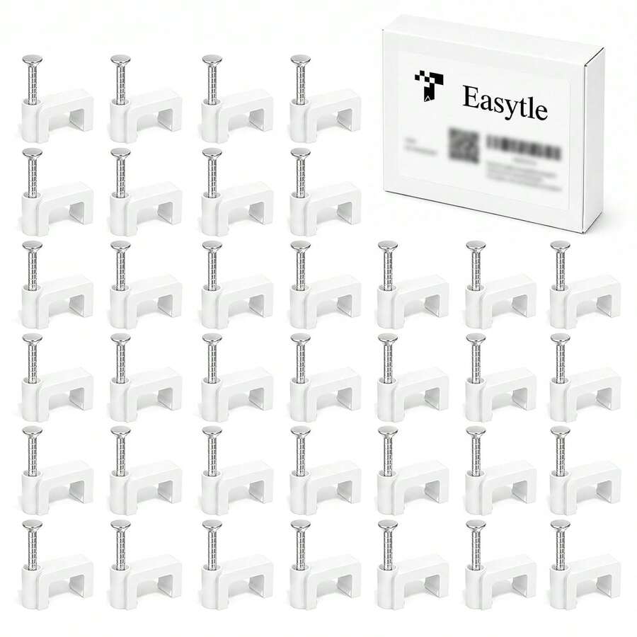 Cable Clips Nail In Cable Clips 100 Pcs 8mm Flat Ethernet Cable Wall Clips Cable Tacks Coax Cable Clip Speaker Wire Clips Cable Nails For Cords Cat5_Cat5e_Cat6_Cat7 RJ45 Cord Clips - White - View 1