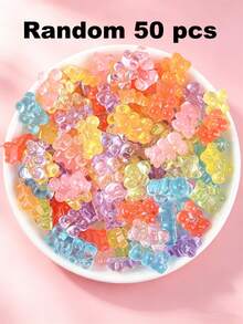5/10/20/30/50/60/80/100/150/200件裝彩色迷你平底樹脂小熊、軟糖、星星、愛心造型吊飾，糖果設計飾品配件，適用手機、剪貼簿、DIY手工、美甲、髮夾、耳環、珠寶製作 - 彩色 - 查看 27