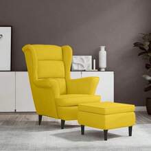 vidaXL Velvet Armchair, Mustard Yellow, 74x84x100 Cm, Seat Height 42 Cm, Weight Capacity Up To 110 Kg, Living Room Upholstered Armchair With Armrests - Yellow - View 8
