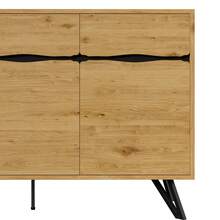 3-Tier Sideboard In Wood Effect With Metal Legs - Modern Design, Plenty Of Storage Space - Suitable - Black and Brown - View 8