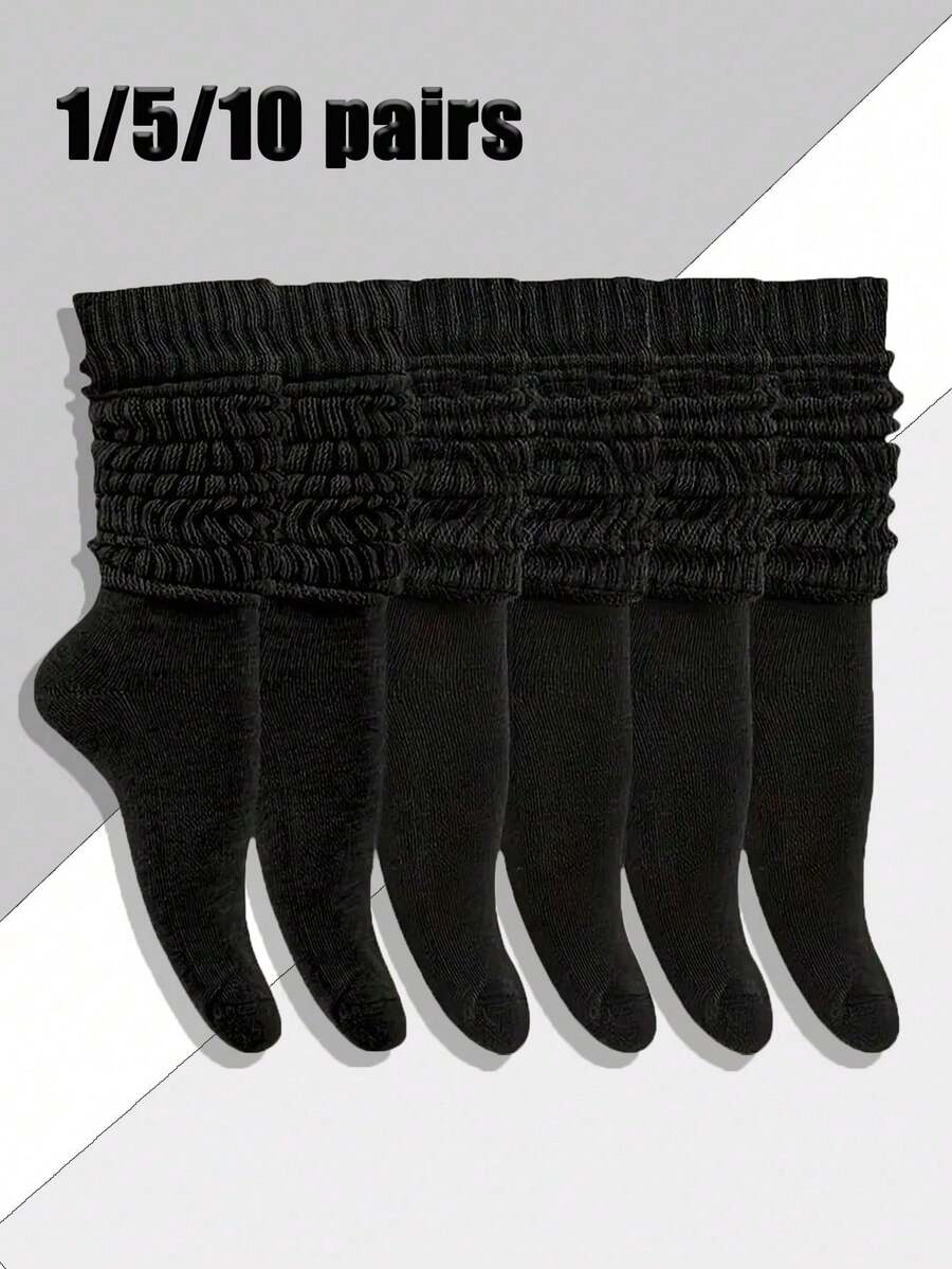 1/5/10 paires de chaussettes à bulles noires mode pour femmes, confortables et respirantes, style européen classique, chaussettes mi-mollet décontractées, convenant aux marques de mode, chaussures en canevas, baskets, chaussettes, chaussettes d'automne - Noir - Voir 1
