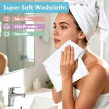 Orighty Wash Cloths, 10 Pack Face Towels, Soft Quick-Drying Washcloths, Multi-Purpose Microfiber Face Cloths For Bathroom, Gym, Spa, Hotel, Travel, 115"X115", White - White - View 2