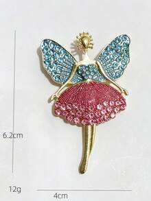 1pc Shiny Crystal Fairy Ballerina Brooch, Blue & Pink Rhinestone Elf Collar Flower, Women's Coat Party Accessory, Christmas Gift, Suitable For Hats, Jeans, Scarves, Shawls, Sweaters And Cardigans, Daily Wear And Gifts - Multicolor - View 4