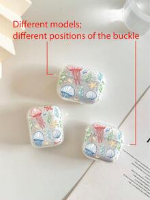 1pc Starfish Jellyfish Painted Transparent Wireless Bluetooth Earphone Case With Accessory Buckle, Compatible With AirPods 1/2/3/Pro/Pro 3/Pro 2/New 3/4, Soft Shell, Transparent Pro 3 2025 - Multicolor - View 7
