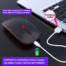 300mAh Rechargeable Wireless Mouse, Silent, Ultra-Slim Design (Bluetooth & 2.4GHz USB Receiver), Portable Computer Mouse Suitable For Laptop, Compatible With MacBook And Apple Devices - Multicolor - View 3