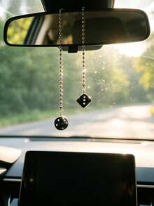 1pc Resin Dice Car Rearview Mirror Hanging Decoration, Car Interior Decor Accessory - A - View 4