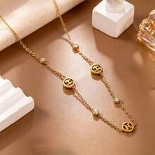 European & American Ins Style Niche High-End H Round Disc Rhinestone Jewelry Set, 304 Stainless Steel 18K Gold Plated Women's Jewelry, Suitable For Party Gifts - Multicolor - View 4