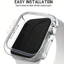 3pcs/Set, Rose Gold/Transparent/Black Watch Protective Case With Tempered Glass Screen Protector, Compatible With Apple Watch Series 9/8/7/6/5/4/SE/SE2, 40mm/41mm/44mm/45mm, Anti-Drop Anti-Scratch, Lightweight Breathable Design, Fashion Sports Style - 3pcs, Black, Integrated Shell and Membrane - View 3