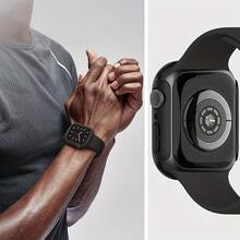 3pcs/Set, Rose Gold/Transparent/Black Watch Protective Case With Tempered Glass Screen Protector, Compatible With Apple Watch Series 9/8/7/6/5/4/SE/SE2, 40mm/41mm/44mm/45mm, Anti-Drop Anti-Scratch, Lightweight Breathable Design, Fashion Sports Style - 3pcs, Black, Integrated Shell and Membrane - View 4