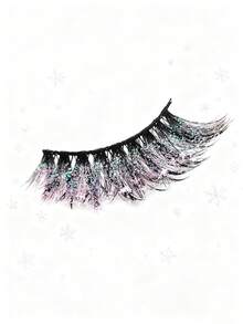 1 Pair 3D Colorful Shiny False Eyelashes, Natural-Looking Full Lash Strip, Voluminous Curly Soft Comfortable Eyelashes, Gold And Silver Fake Lashes For Halloween, Holiday, Party, Stage And Gathering - Multicolor - View 6