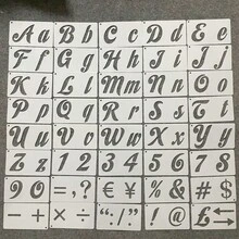 40pcs English Letter Template Numbers & Punctuations Drawing Stencils, PET Material Reusable For Watercolor Painting, Spraying, Engraving And Tracing Back To School - White - View 7