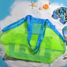 Children's Beach Toy Storage Mesh Bag, Sand-Proof Tote Bag, Suitable For Shell Collecting And Tide Pool Exploration, Family Beach Trip Essential - Blue-edged Pink Mesh - View 4